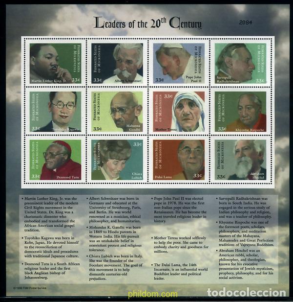 Sellos: 275941 MNH MICRONESIA 2000 PERSONALIDADES DEL SIGLO XX