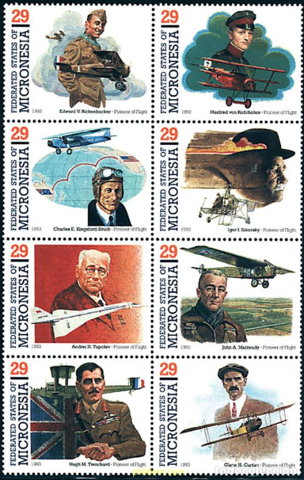 Sellos: 5124 MNH MICRONESIA 1993 PIONEROS DE LA AVIACION