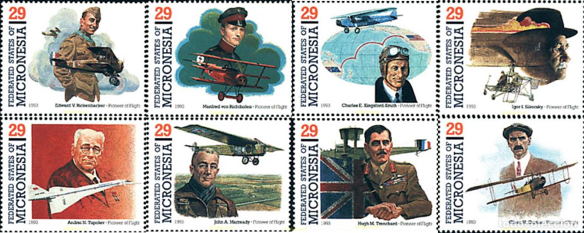 Sellos: 93396 MNH MICRONESIA 1993 PIONEROS DE LA AVIACION