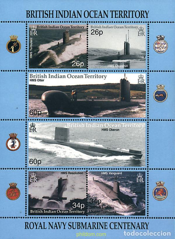 Sellos: 257294 MNH OCEANO INDICO BRITANICO 2001 CENTENARIO DE LA FLOTA DE SUBMARINOS DE LA ROYAL NAVY