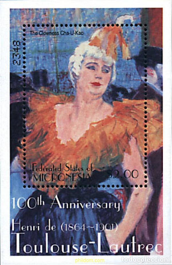 Sellos: 81355 MNH MICRONESIA 2001 CENTENARIO DE LA MUERTE DE TOULOUSE LAUTREC