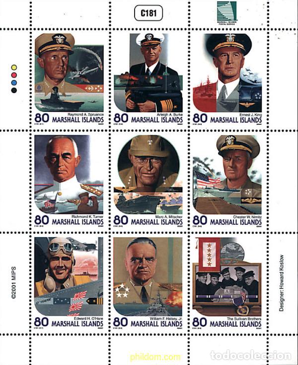 Sellos: 299206 MNH MARSHALL Islas 2001 MILITARES AMERICANOS