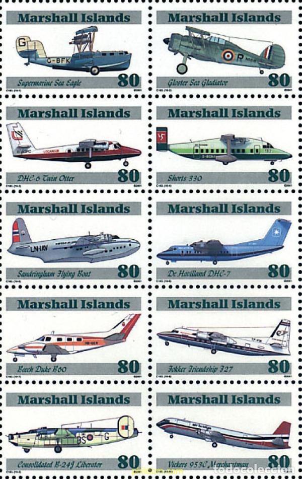 Sellos: 342375 MNH MARSHALL Islas 2001 AVIONES