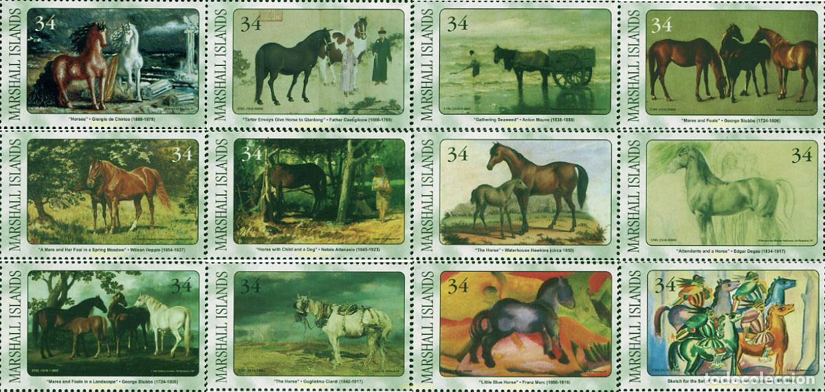 Sellos: 99623 MNH MARSHALL Islas 2002 PINTURAS DE CABALLOS