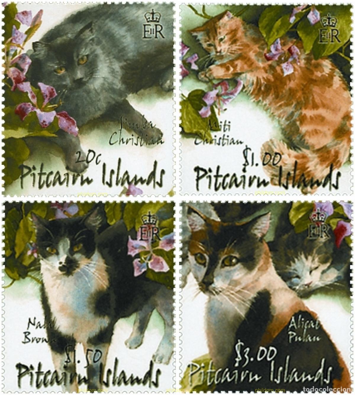 Sellos: 128210 MNH PITCAIRN Islas 2002 GATOS