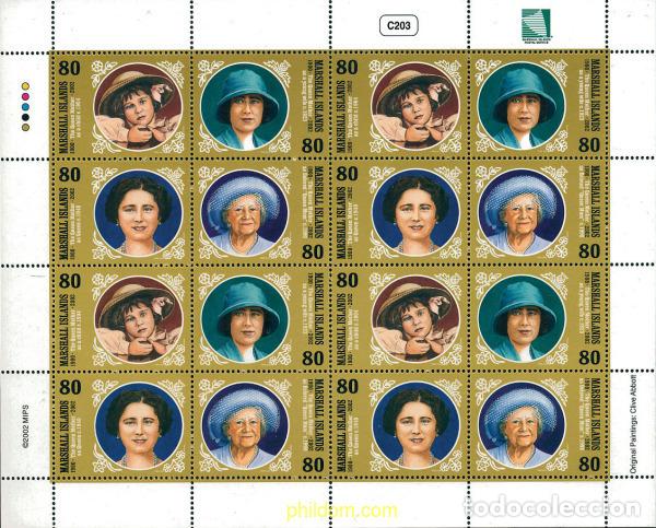 Sellos: 101238 MNH MARSHALL Islas 2002 HOMENAJE A LA REINA MADRE