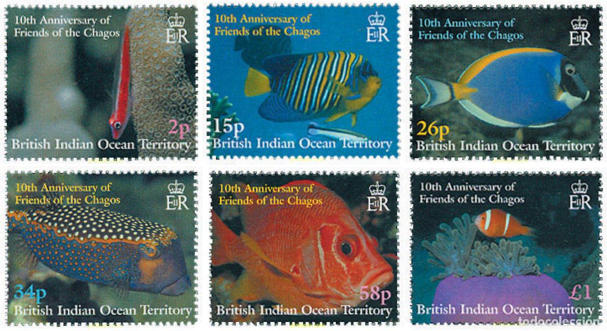 Sellos: 102283 MNH OCEANO INDICO BRITANICO 2002 10 ANIVERSARIO DE LOS AMIGOS DE CHAGOS