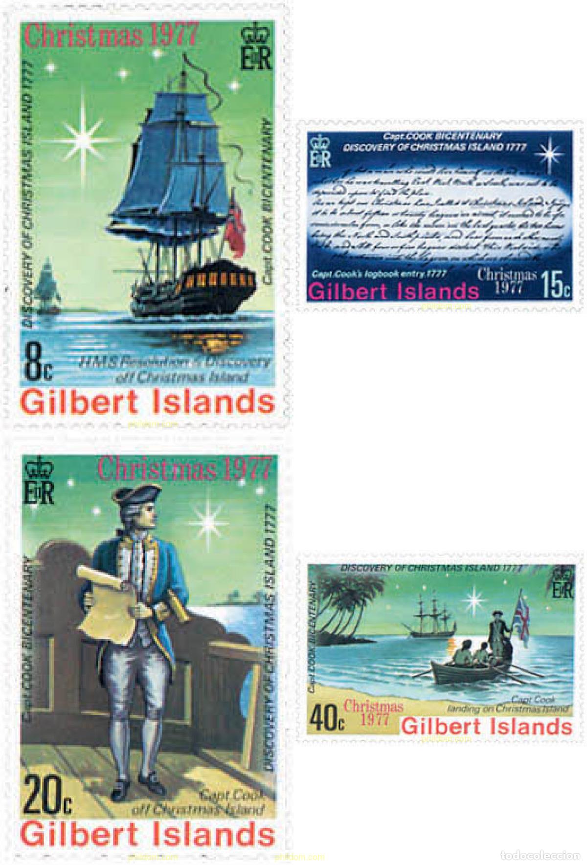 Sellos: 103933 MNH GILBERT 1977 NAVIDAD. 200 ANIVERSARIO DEL DESCUBRIMIENTO DE LA ISLA CHRISTMAS POR EL CAP