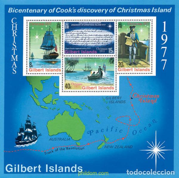 Sellos: 103931 MNH GILBERT 1977 NAVIDAD. 200 ANIVERSARIO DEL DESCUBRIMIENTO DE LA ISLA CHRISTMAS POR EL CAP