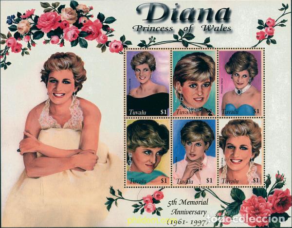 Sellos: 256284 MNH TUVALU 2002 5 ANIVERSARIO DE LA MUERTE DE LA PRINCESA DIANA