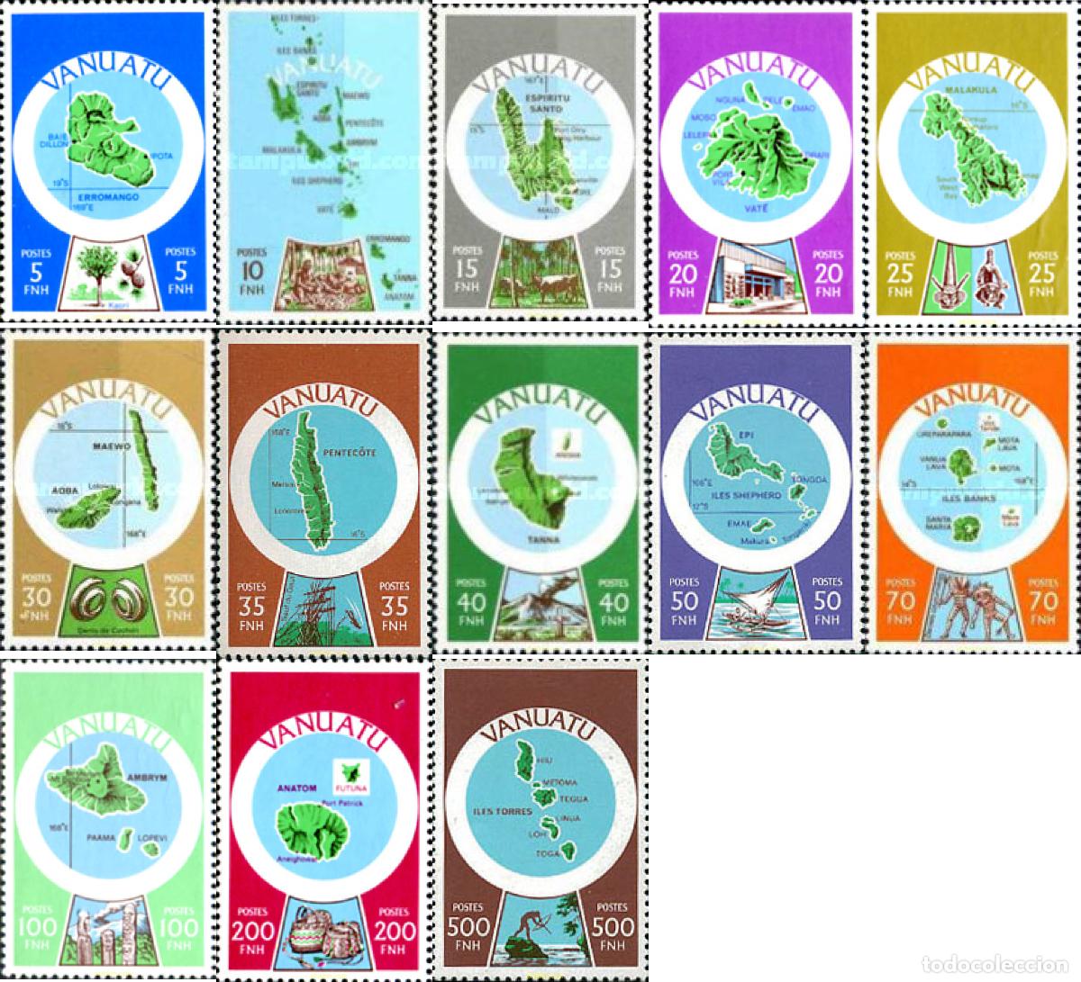 Sellos: 120859 MNH VANUATU 1980 MAPAS DE LAS ISLAS