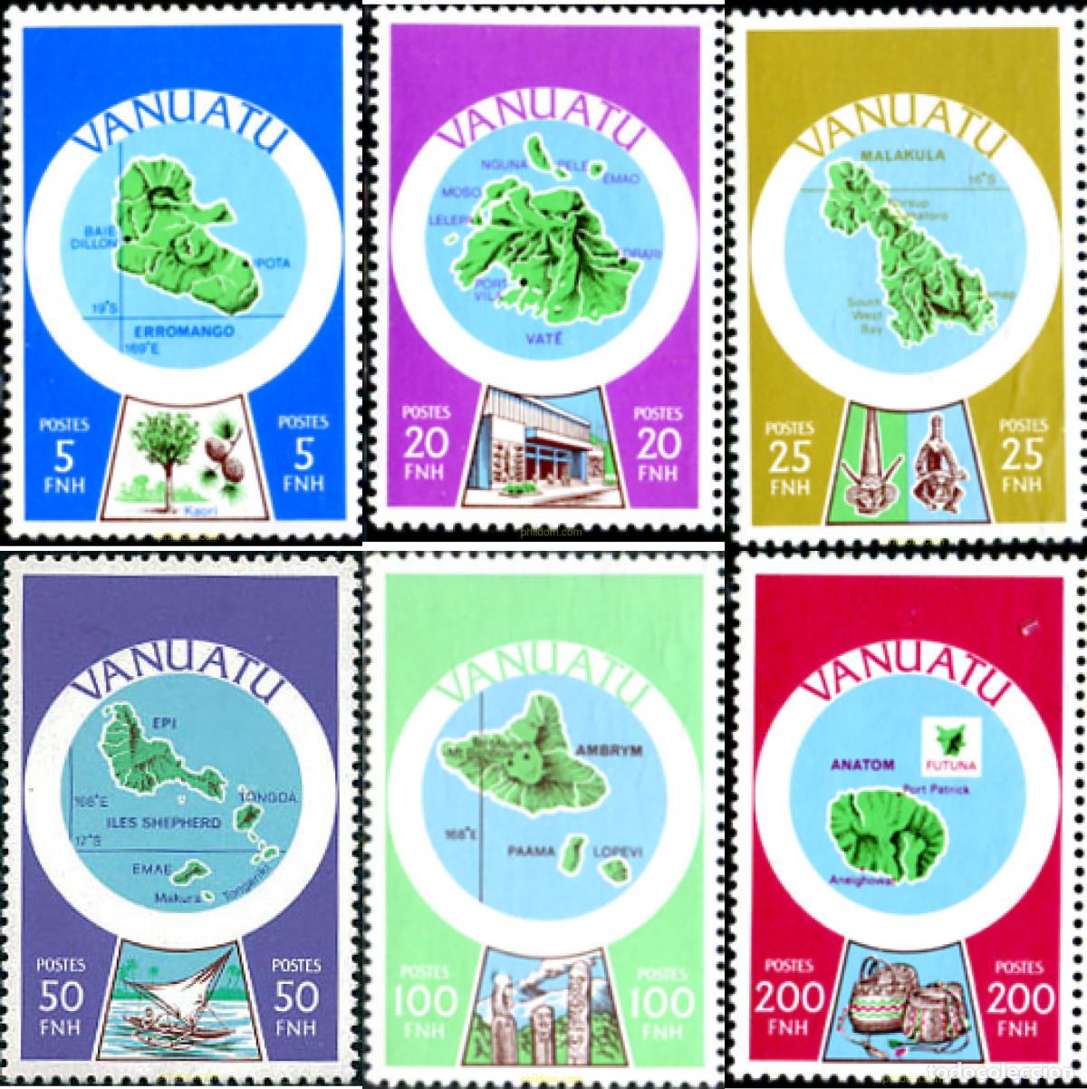 Sellos: 243906 MNH VANUATU 1980 MAPAS DE LAS ISLAS