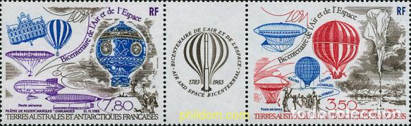 Sellos: 122128 MNH ANTARTIDA FRANCESA 1984 BICENTENARIO DEL AIRE Y DEL ESPACIO. PRIMERAS ASCENSIONES DEL HO