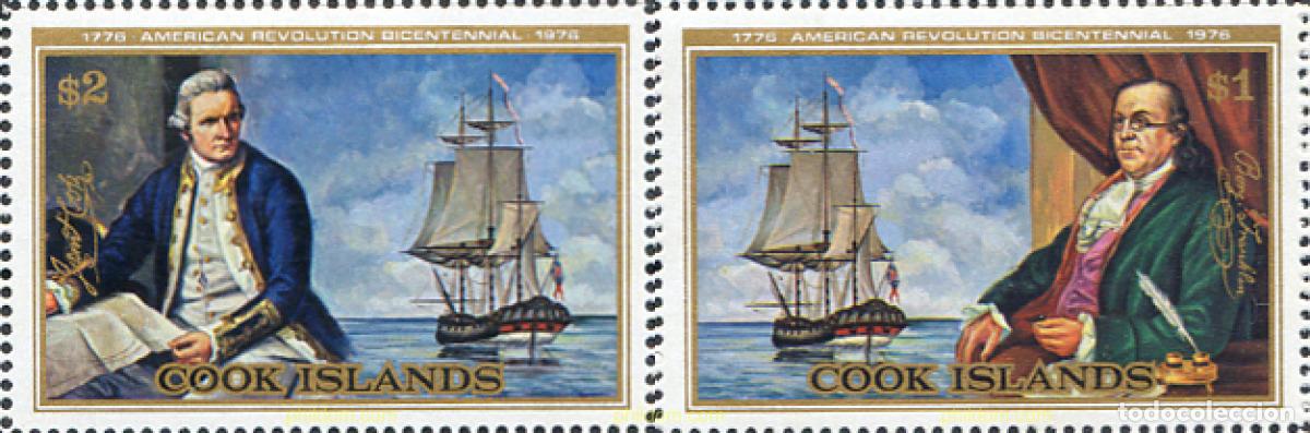 Sellos: 122495 MNH COOK Islas 1976 BICENTENARIO DE LA INDEPENDENCIA DE LOS ESTADOS UNIDOS