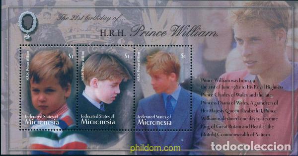Sellos: 230672 MNH MICRONESIA 2003 21 ANIVERSARIO DEL NACIMIENTO DEL PRINCIPE GUILLERMO