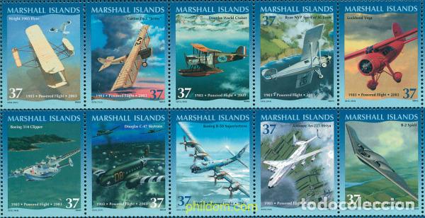 Sellos: 128074 MNH MARSHALL Islas 2003 CENTENARIO DE LA AVIACION