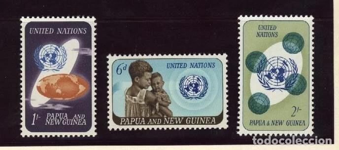 Sellos: Papua y Nueva Guinea 1965 Ivert 80/2 *** A&ntilde;o Cooperaci&oacute;n Internacional y 20&ordm; Aniv. Naciones Unidas