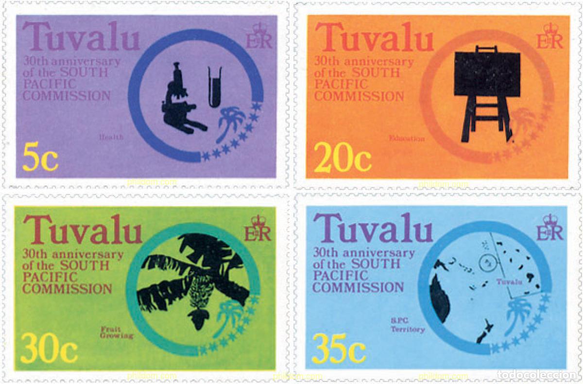 Sellos: 146913 MNH TUVALU 1977 30 ANIVERSARIO DE LA COMISION DEL PACIFICO SUR
