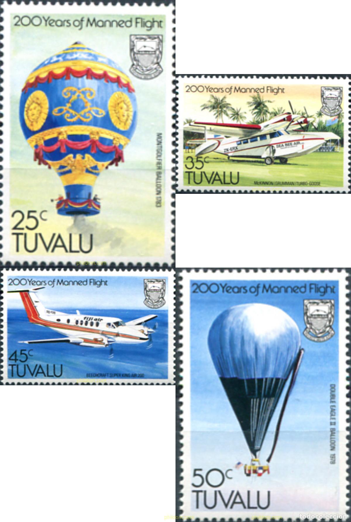 Sellos: 146962 MNH TUVALU 1983 200 ANIVERSARIO DE LA PRIMERA ASCENSION EN GLOBO