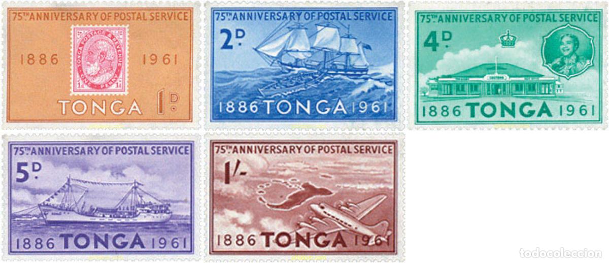 Sellos: 236785 MNH TONGA 1961 75 ANIVERSARIO DE LOS SERVICIOS POSTALES
