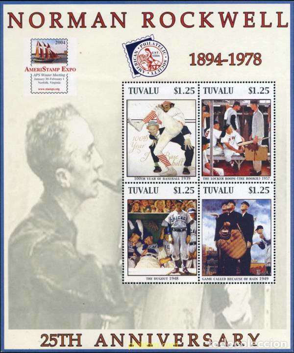 Sellos: 236592 MNH TUVALU 2004 25 ANIVERSARIO DE LA MUERTE DE NORMAN ROCKWELL