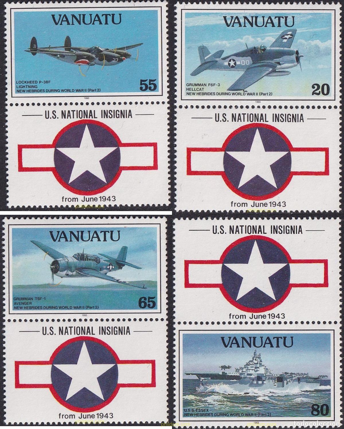 Sellos: 690384 MNH VANUATU 1993 LA SEGUNDA GUERRA MUNDIAL EN LAS NUEVAS HEBRIDAS