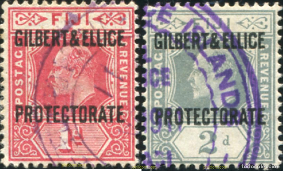 Sellos: 780108 USED GILBERT Y ELLICE 1911 SELLO DE FIJI DE 1903-05 SOBRECARGADOS