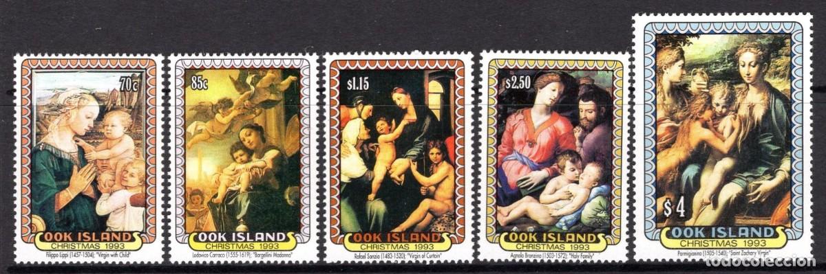 Sellos: COOK ISLANDS 1993 5 STAMPS MNH NAVIDAD CHRISTMAS NOEL NATALE ARTE PINTURAS ART PAINTINGS