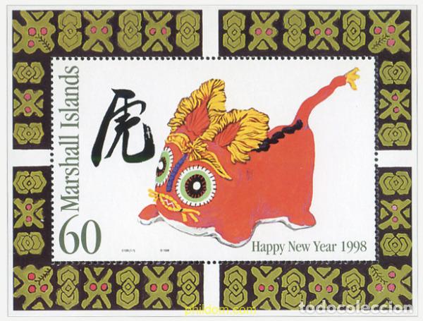 Sellos: 342448 MNH MARSHALL Islas 1998 A&Ntilde;O LUNAR CHINO - A&Ntilde;O DEL TIGRE