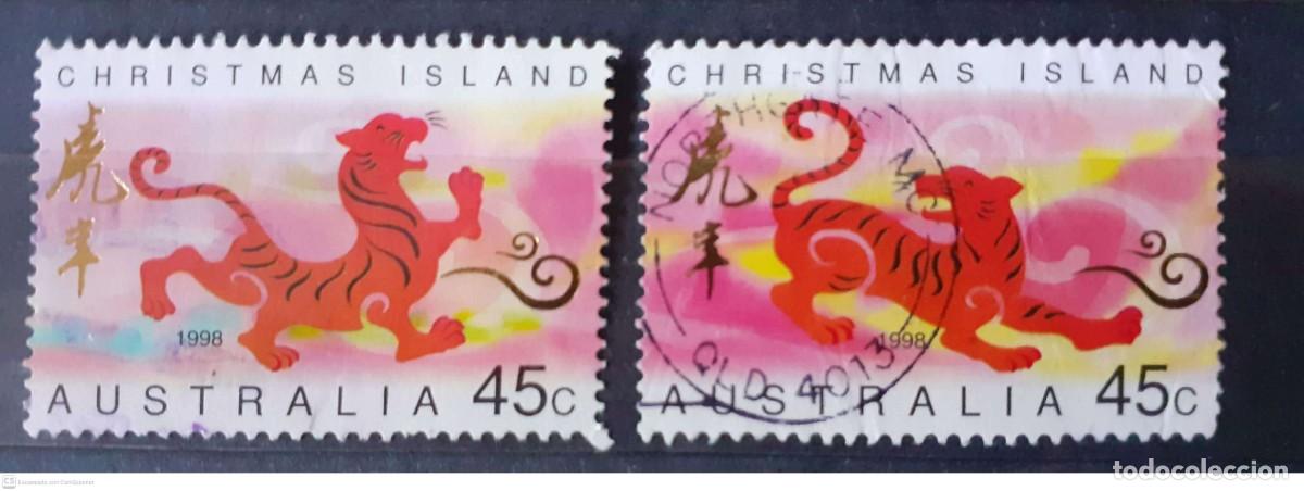 Sellos: ISLAS CHRISTMAS n&ordm; 443/444&ordm; A&ntilde;o Nuevo chino. A&ntilde;o del tigre. Serie completa
