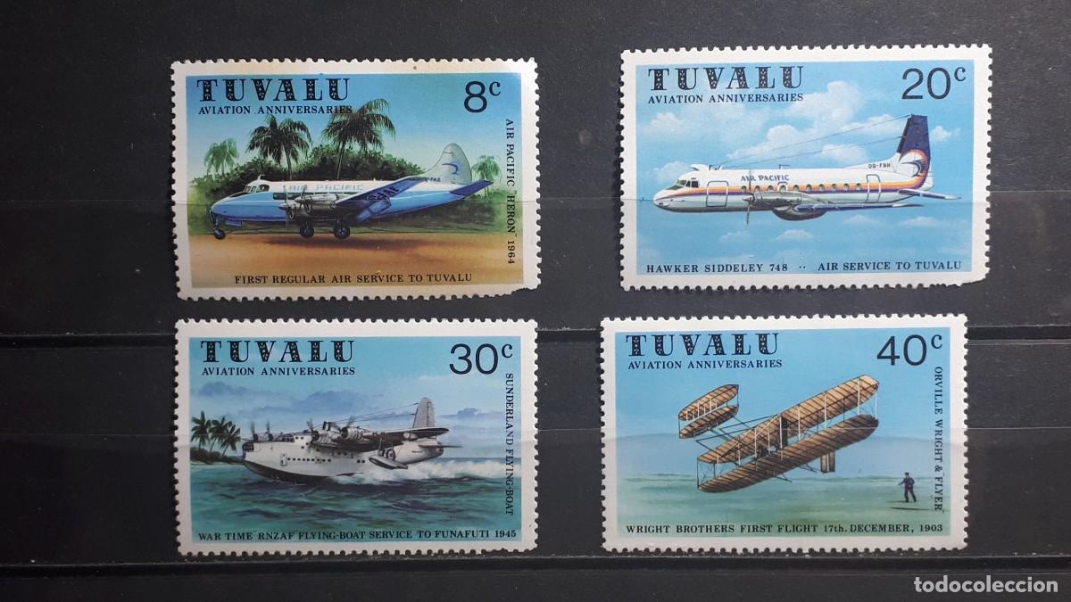 Sellos: TUVALU. AVIONES. A&Ntilde;O 1980. **. EDIFIL 139/42