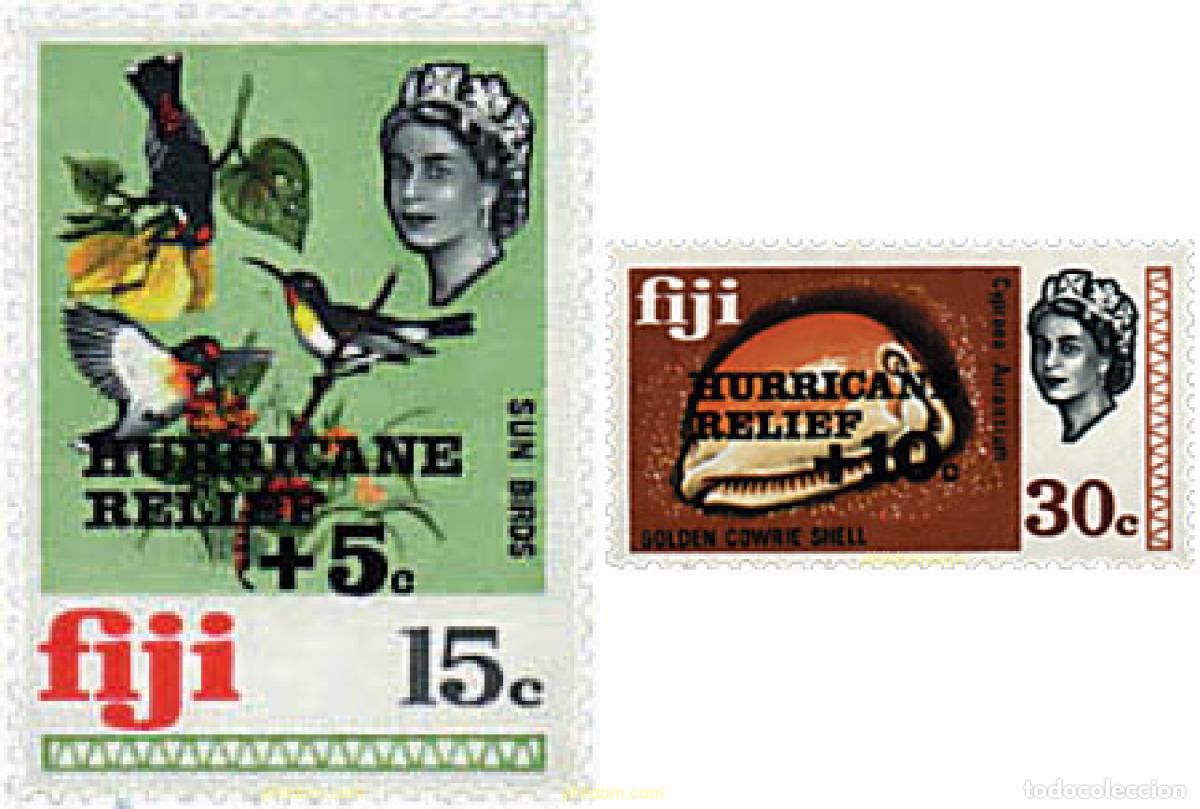 Sellos: 87015 MNH FIJI 1972 PRO DAMNIFICADOS POR EL HURACAN