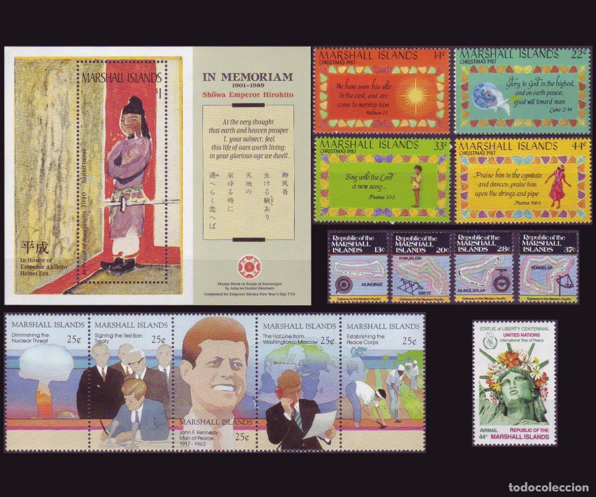 Sellos: Marshall Islands 1984/89 - Lot 4 sets + 1 S/S - Yvert 63/6, 164/7, 202/6, A7, B5 MNH