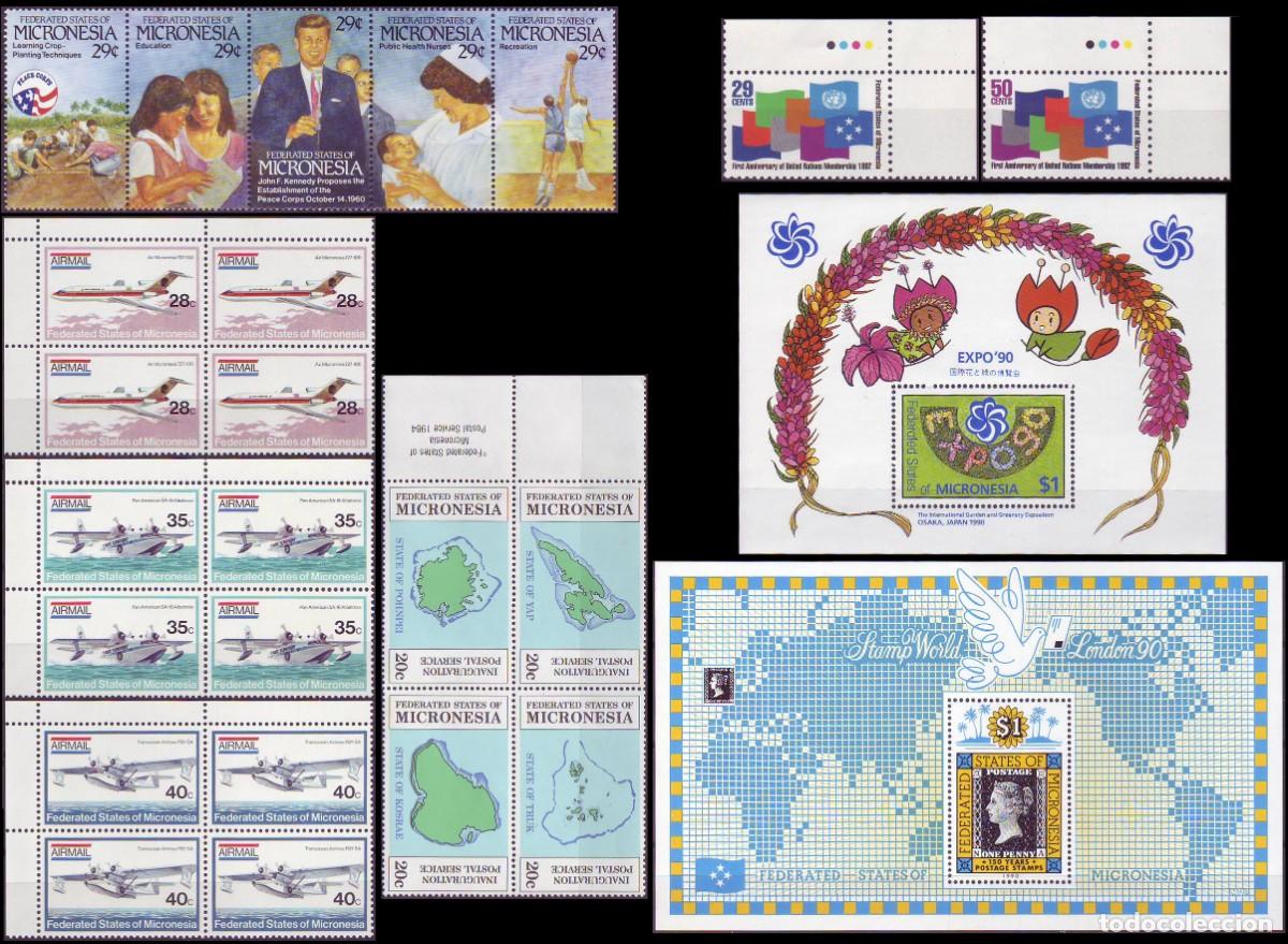 Sellos: Micronesia 1984/92 MNH Lot | Yvert A 1/3, 17/20, B 5/6, 194/8, 202/3 | Airmail UN