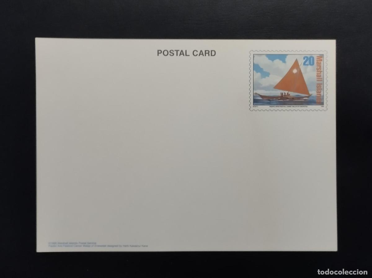 Sellos: Postal Completo Islas Marshall 20c nueva canoa de vela tradicional