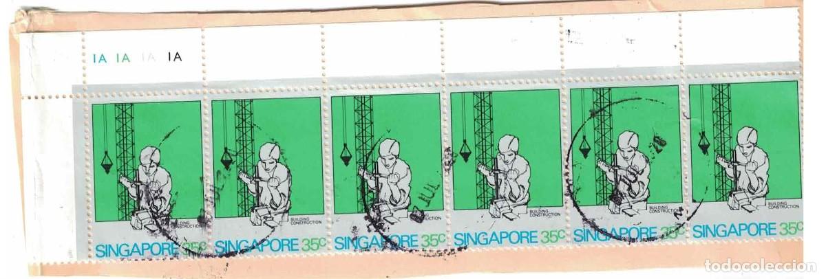 Sellos: Tira de 6 sellos de Singapore - Tema building construction