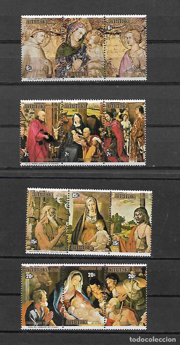 Sellos: lote 12 sellos de NAVIDAD de Aitutaki, sellos a&ntilde;o 1975