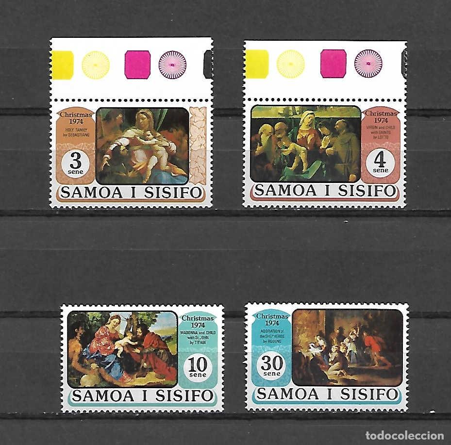Sellos: Lote con 4 sellos de NAVIDAD de Samoa i Sisifo, sellos a&ntilde;os 1974