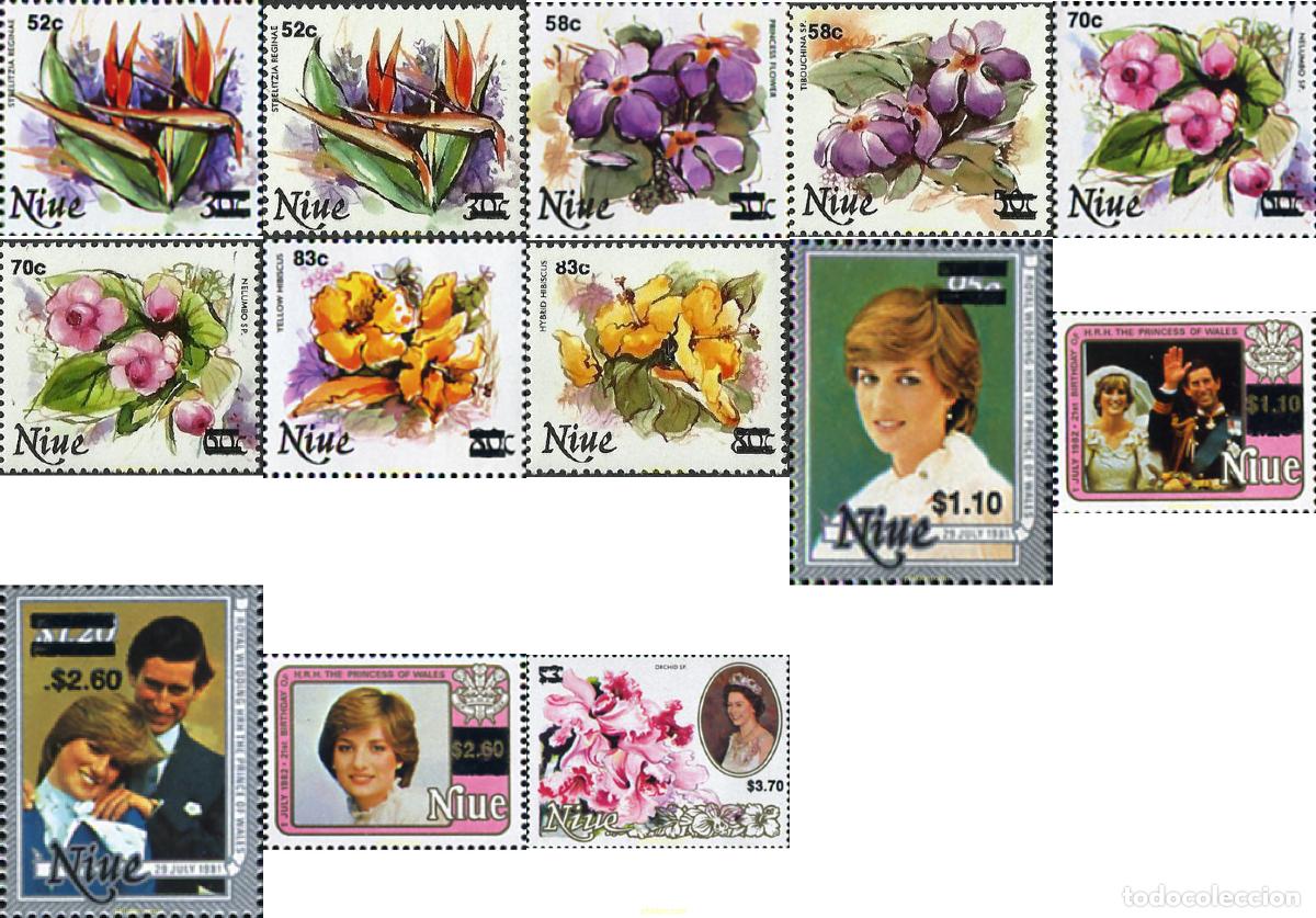 Sellos: 348140 MNH NIUE 1983 VARIOS SELLOS SOBRECARGADOS