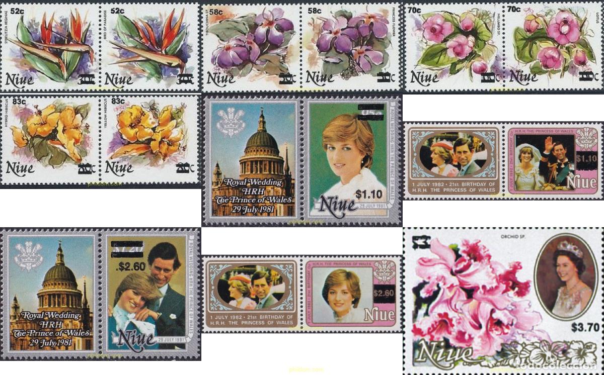 Sellos: 793853 MNH NIUE 1983 VARIOS SELLOS SOBRECARGADOS