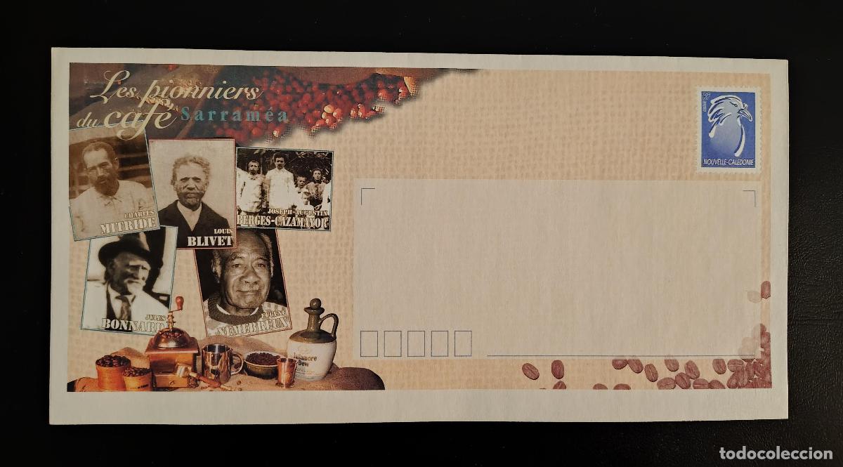 Sellos: Nueva Caledonia completo postal pioneros caf&eacute; Sarram&eacute;a azul PAP