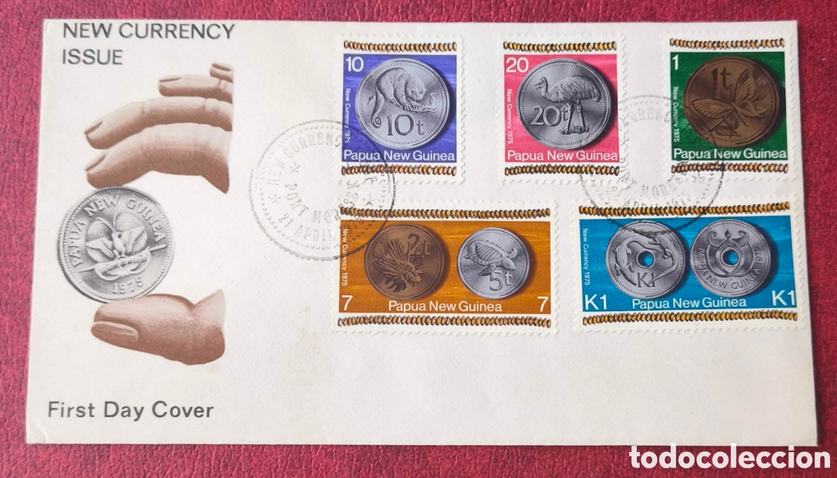 Sellos: Nueva Pap&uacute;a. 1975. SPD. Monedas