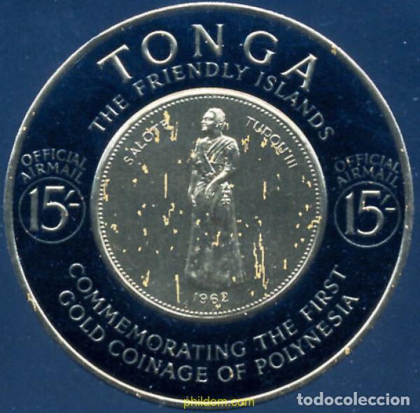 Sellos: 171274 MNH TONGA 1963 CONMEMORACION DE LAS PRIMERAS MONEDAS DE ORO DE POLINESIA