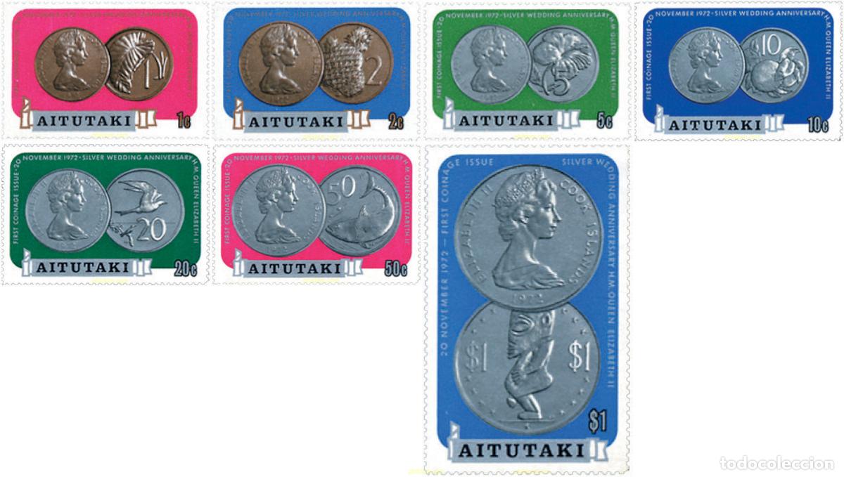 Sellos: 77429 MNH AITUTAKI 1973 MEDALLAS EMITIDAS PARA LAS BODAS DE PLATA DE LOS REYES DE INGLATERRA