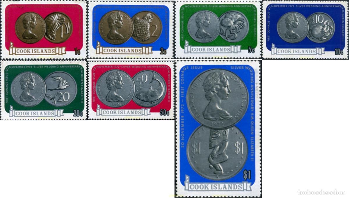 Sellos: 65543 MNH COOK Islas 1973 MONEDAS EN HONOR A LAS BODAS DE PLATA