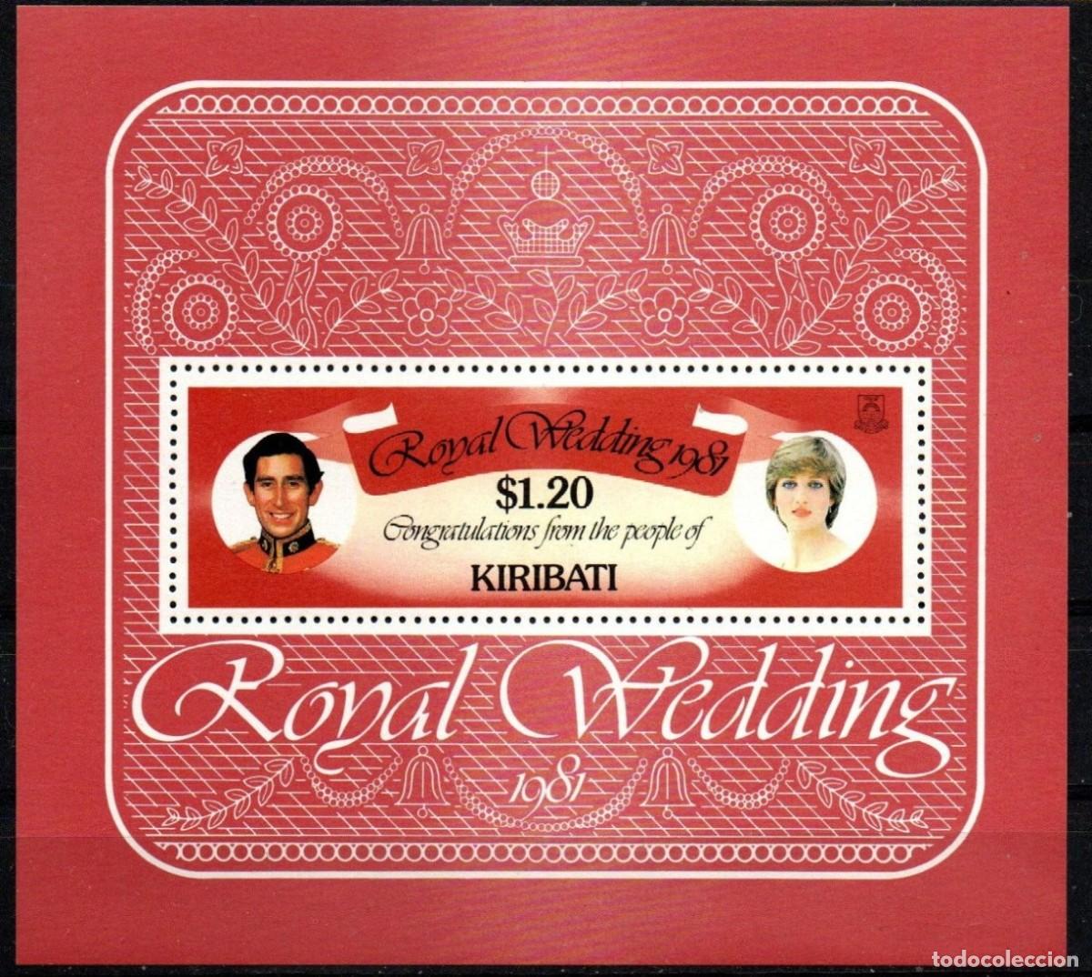 Sellos: KIRIBATI 1981 SHEET MNH PRINCE CHARLES PRINCESS DIANA ROYAL WEDDING BODA REAL REALEZA ROYALTY