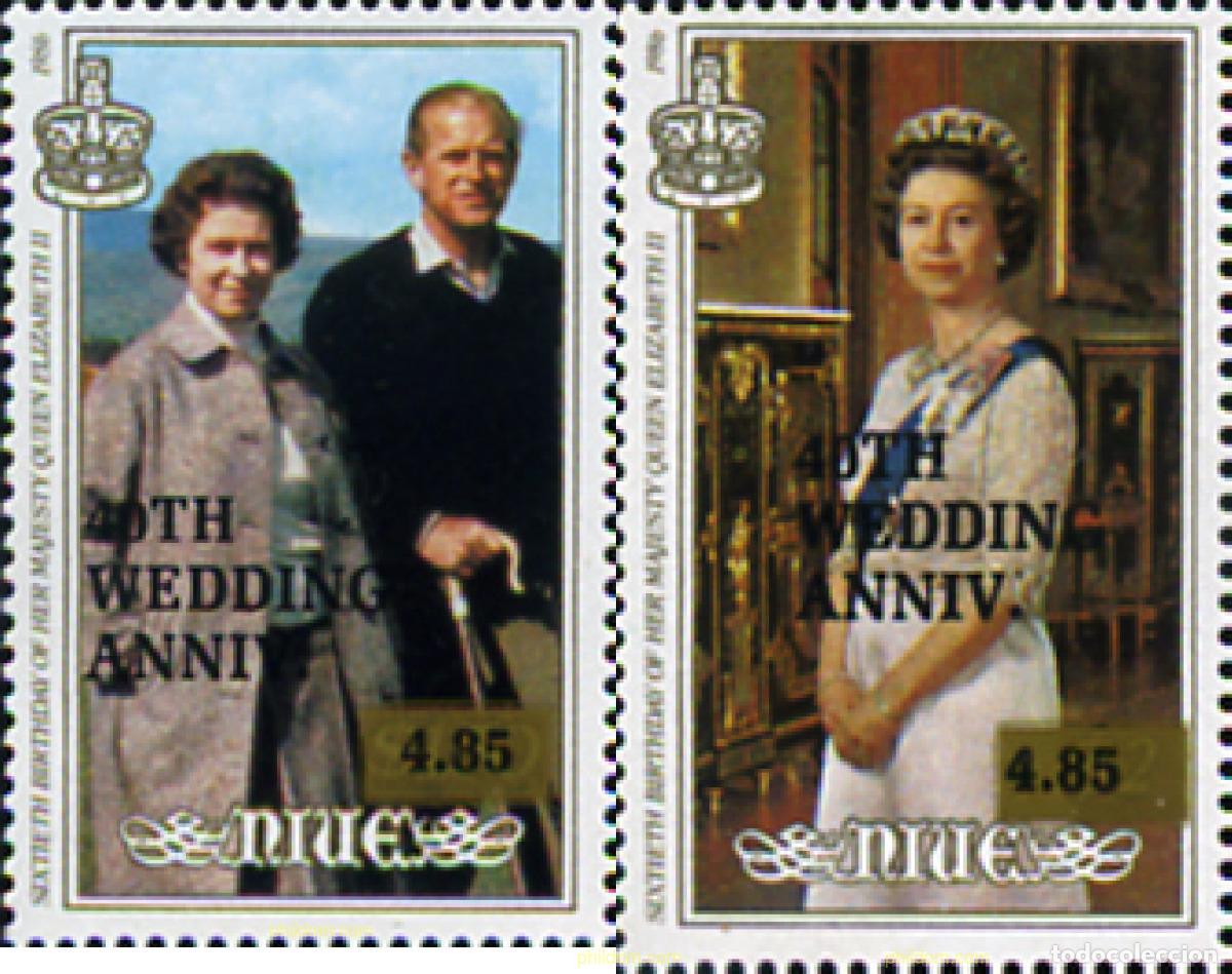 Sellos: 348151 MNH NIUE 1987 ANIVERSARIO DE LA BODA DE ISABEL II