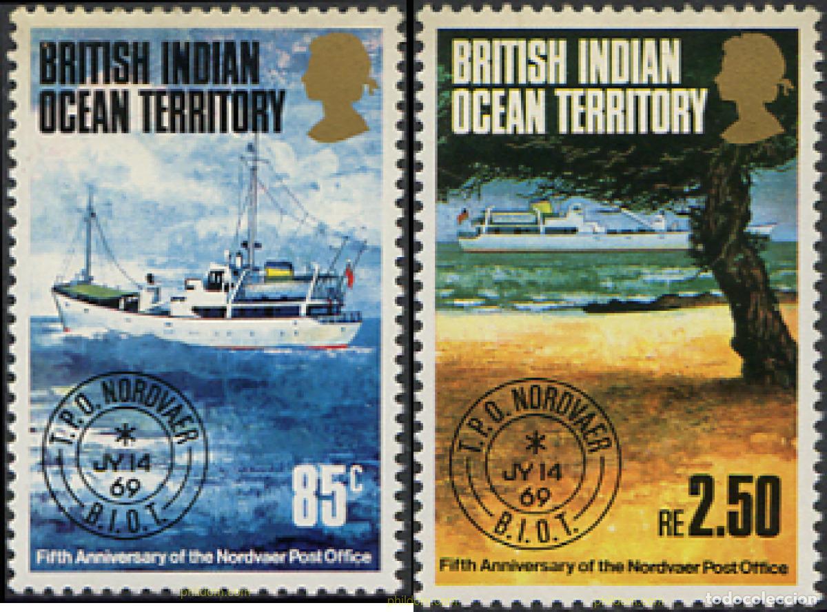 Sellos: 245533 MNH OCEANO INDICO BRITANICO 1974 5 ANIVERSARIODE LA OFICINA POSTAL AMBULANTE NORDVAER
