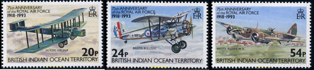 Sellos: 695725 MNH OCEANO INDICO BRITANICO 1993 75 ANIVERSARIO DE LA ROYAL AIR FORCE