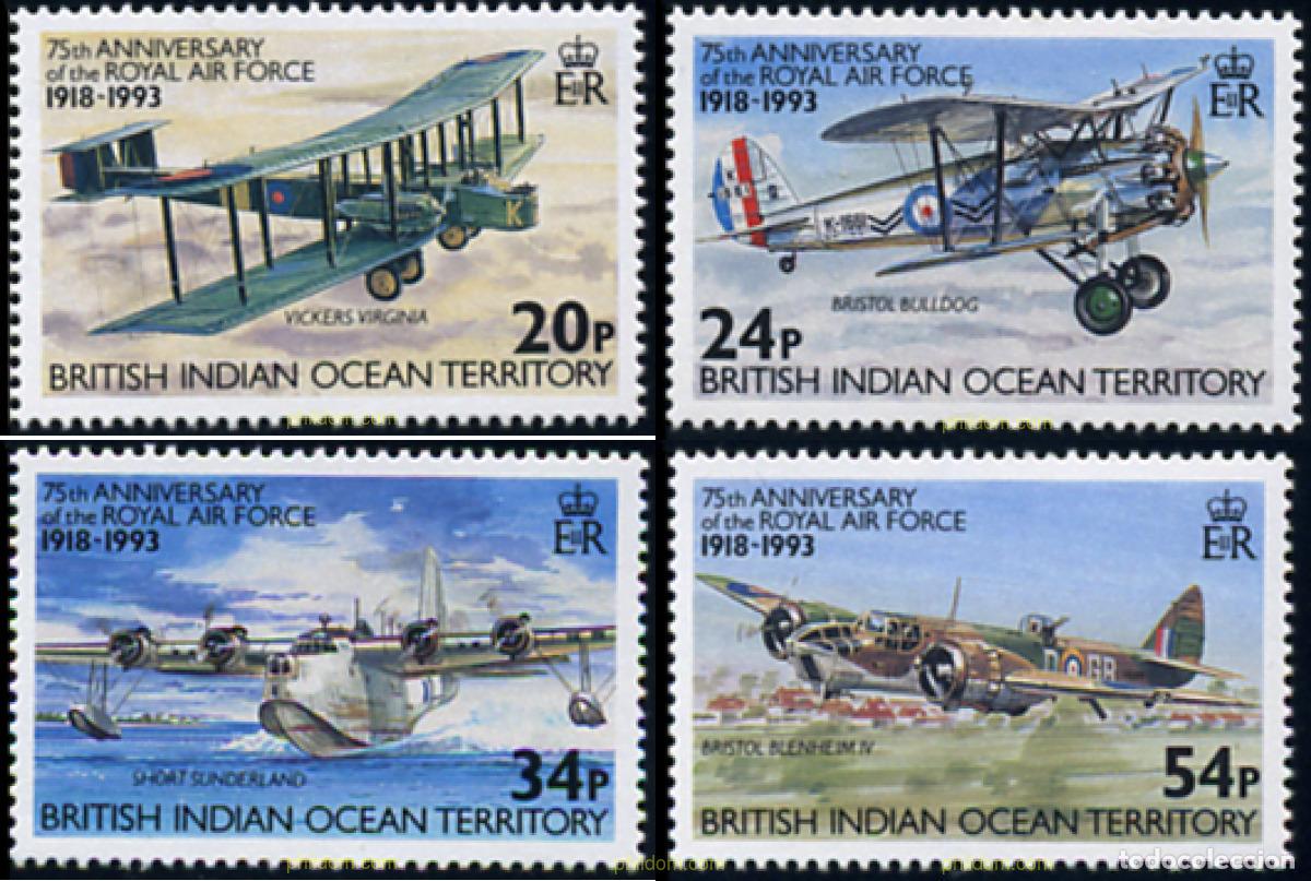 Sellos: 349141 MNH OCEANO INDICO BRITANICO 1993 75 ANIVERSARIO DE LA ROYAL AIR FORCE